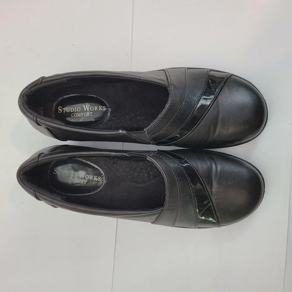 Studio Works Lyric Loafers Womens 6 Black Slip On Comfort Shoes SW-LYRIC-1P
